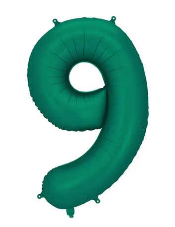 Balon foliowy cyfra "9" butelkowa zieleń 86cm