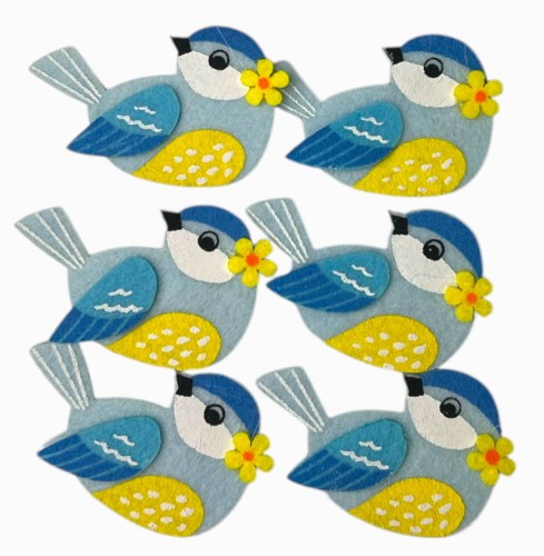 Przyklejki filcowe ptaszki 6szt/opak 4x6cm