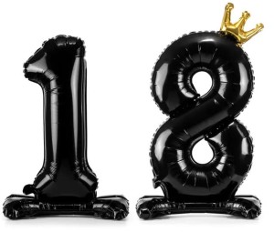 Balon foliowy "18" czarny 84cm