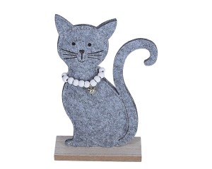 Kotek szary z filcu 19x12cm