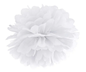 Pompon bibułowy biały 25cm