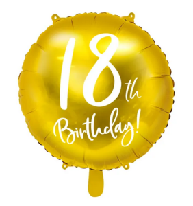 Balon foliowy 18th Birthday złoty 45cm