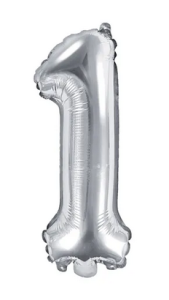 Balon foliowy Cyfra ''1'' 35cm srebrny