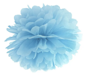 Pompon bibułowy jasny niebieski 25cm