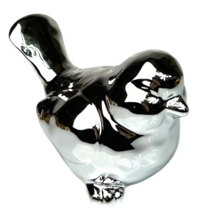 Ptak ceramiczny 7cm srebrny