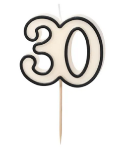 Świeczka urodzinowa liczba "30" 5,5cm biało-czarny