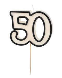 Świeczka urodzinowa liczba "50" 5,5cm biało-czarny