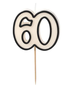 Świeczka urodzinowa liczba "60" 5,5cm biało-czarny