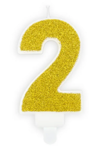 Świeczka urodzinowa Cyferka "2" złoty 7cm