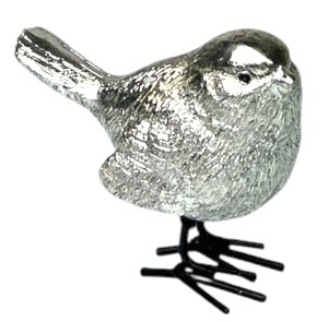 Ptaszek ceramiczny srebrny 5,5x6cm