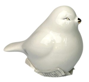 Ptaszek ceramiczny biały